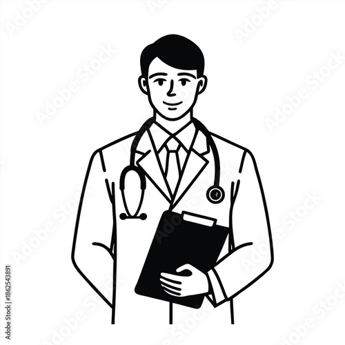 Doctor silhouette collection. Medical officer silhouette vector illustration isolated on a white background.