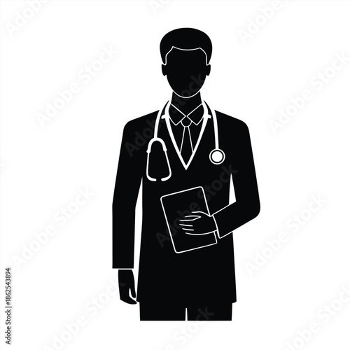 Doctor silhouette collection. Medical officer silhouette vector illustration isolated on a white background.