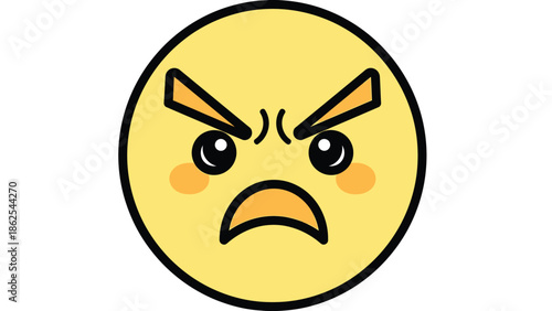 Angry yellow emoji with furrowed brows and a frowning mouth expressing intense frustration.