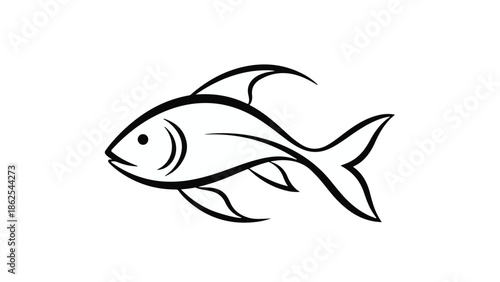 Simple outline illustration of a single fish swimming gracefully
