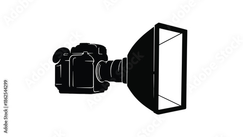 Professional camera with softbox for creative photography