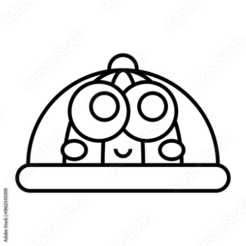 Traditional Chinese hat outline icon, festive headwear isolated on transparent background.