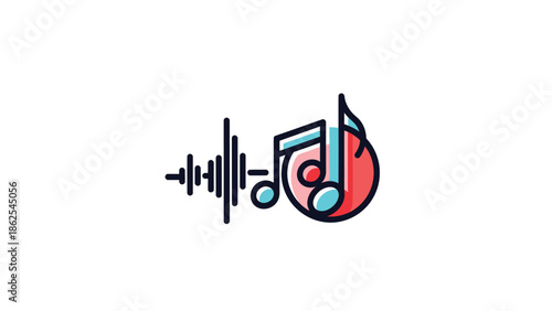 Musical notes and sound waves represent the rhythm and melody of music.