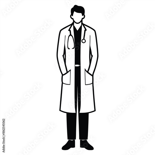Doctor silhouette collection. Medical officer silhouette vector illustration isolated on a white background.