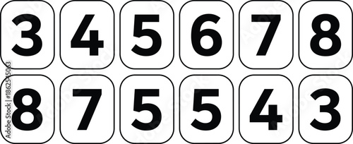 Number icons set with rounded square buttons digits counting sequence numeric symbols vector illustration clean minimal style