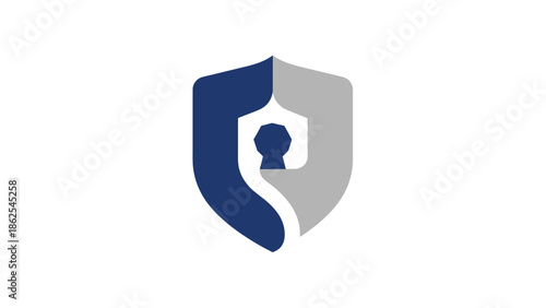 Security shield logo representing protection and safety for digital information and data.