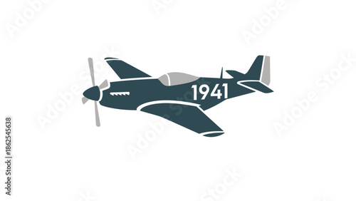 Vintage aircraft illustration featuring a propeller plane with the year 1941 on its side.