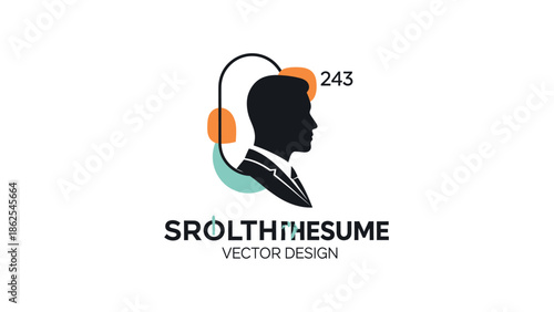 Silhouette Profile Design for Resume and Vector Graphics.