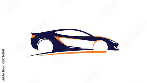Sleek and Stylish Silhouette of a Modern Sports Car Design.
