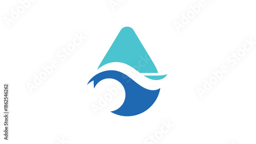 Water drop logo design with wave and abstract shape, clean and modern style.