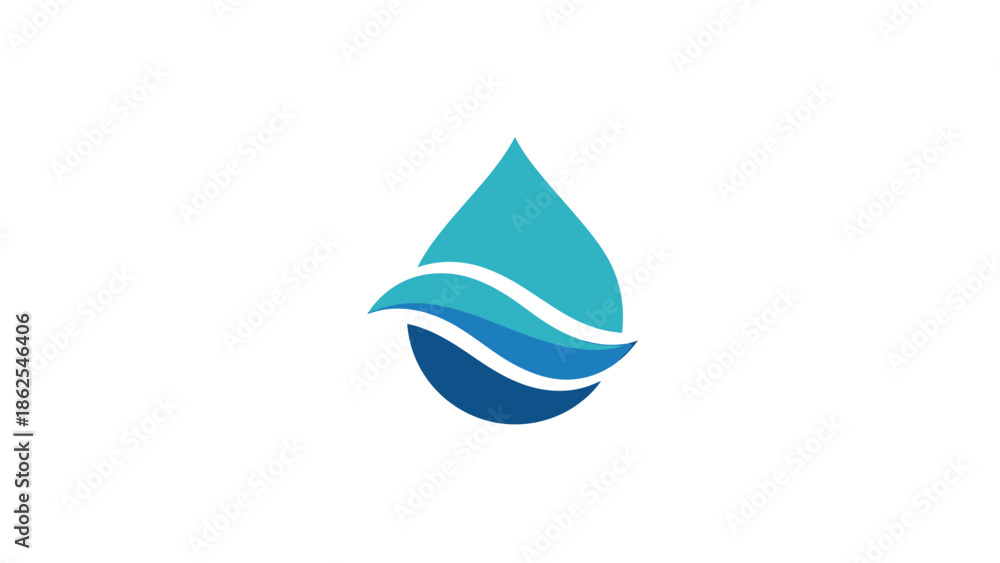 Fototapeta premium Water drop logo design with waves, representing purity and freshness, simple and elegant.