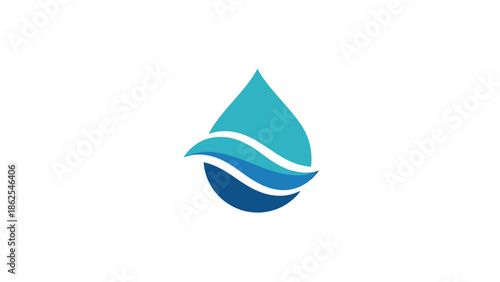 Water drop logo design with waves, representing purity and freshness, simple and elegant.
