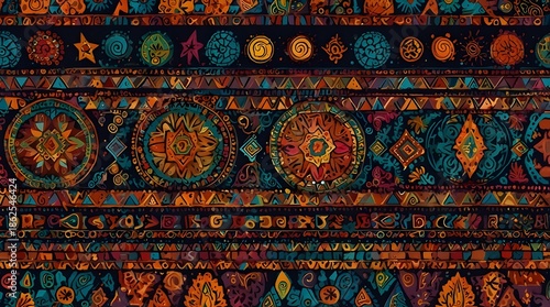 Editable background with ethnic accent shapes