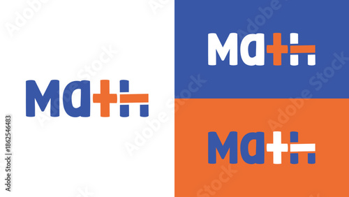 Creative math typography logo design with plus and minus symbols integrated into letters.
