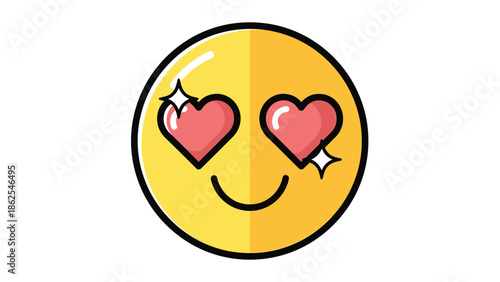 Smiling emoji with heart eyes expressing love and affection, happiness and joy.