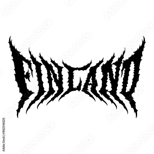A bold and aggressive Finland death metal font design featuring sharp, distorted letterforms with a dark, brutal aesthetic. Perfect for metal band logos, album covers, posters, and extreme music brand