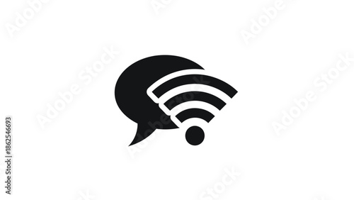 Wireless communication icon representing chat and connectivity, digital networking.