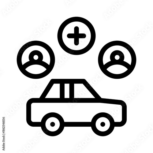 ride sharing line icon