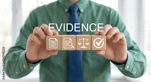 Evidence concept. Study, learn and explore proofs.