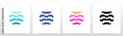 Stripes Horizontal Contour Lines Letter Initial Logo Design V