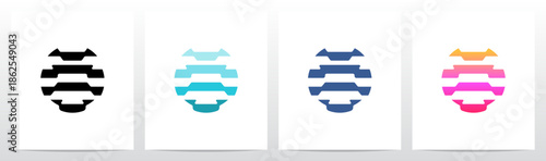 Stripes Horizontal Contour Lines Letter Initial Logo Design X