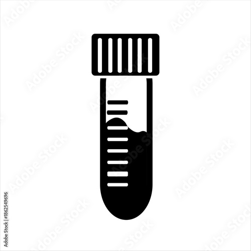 Title:
Blood Sample Vial Test Tube Icon – Medical Laboratory Black and White Vector

Description:
Clean black and white blood sample vial test tube icon for medical laboratory 