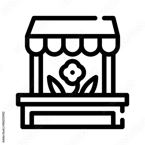 flower stall line icon