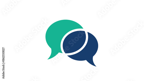 Two overlapping speech bubbles representing communication and dialogue concept.