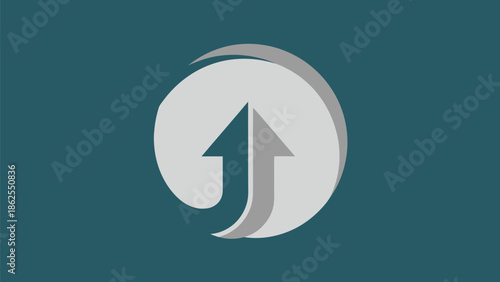Upward Arrow Symbolizing Growth and Progress in a Circular Design.