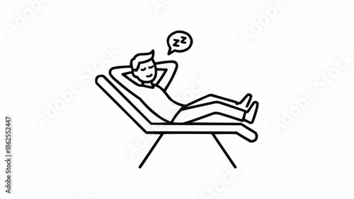 Man relaxing on a lounge chair sleeping peacefully.