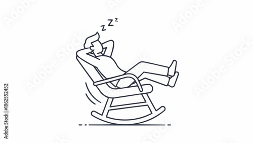 Man resting peacefully in a rocking chair illustration.