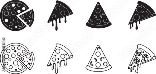 A variety of pizza slices with different toppings arranged on a flat surface showcasing a delicious assortment of flavors.