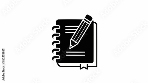 Notebook and Pencil Icon - A Symbol of Writing and Creativity.