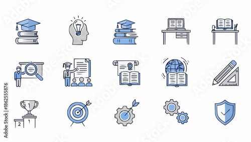 Education and Learning Icon Set - Knowledge, Ideas, and Success.