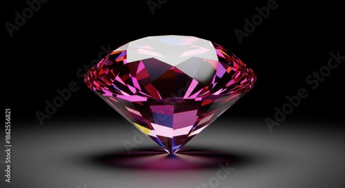 Wallpaper Mural A large, faceted gemstone with pink and purple hues, against a dark, reflective background Torontodigital.ca
