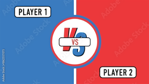 A graphic illustration of two players competing against each other on a blue and red background