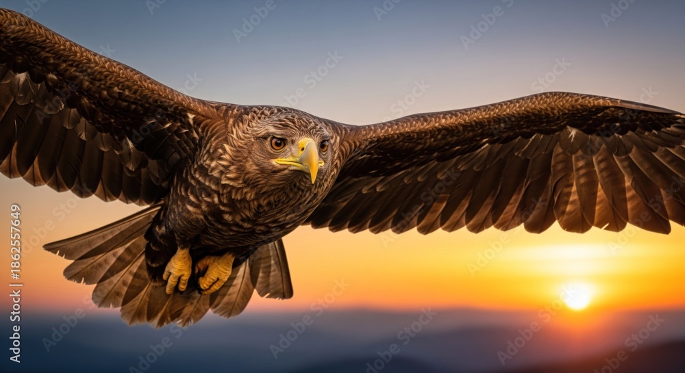custom made wallpaper toronto digitalA majestic bird of prey soars against a vibrant sunset, wings spread wide