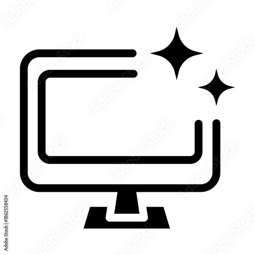 Glyph style icon of AI web generator representing artificial intelligence creating websites and web layouts automatically.