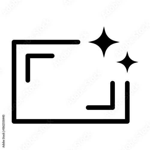 Glyph style icon of AI upscale representing artificial intelligence improving image or video resolution and quality.