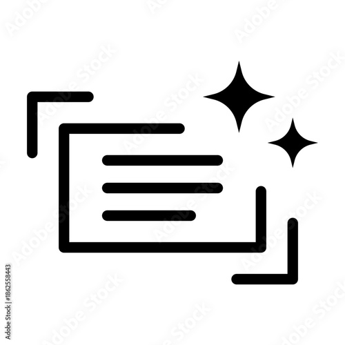 Glyph style icon of AI text generator representing artificial intelligence producing written content automatically.