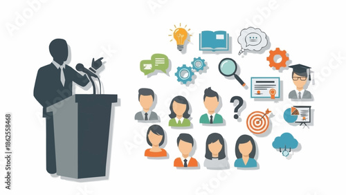 Presentation with Audience and Ideas - A Speaker Addressing a Group.