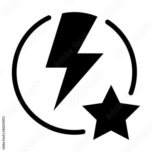 Discover the ultimate shop app experience, featuring a lightning bolt for fast service and a star for excellence, all within a circular design for seamless navigation