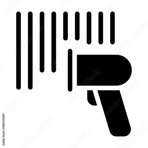 Icon of a barcode scanner at a shop and app interface element for scanning products
