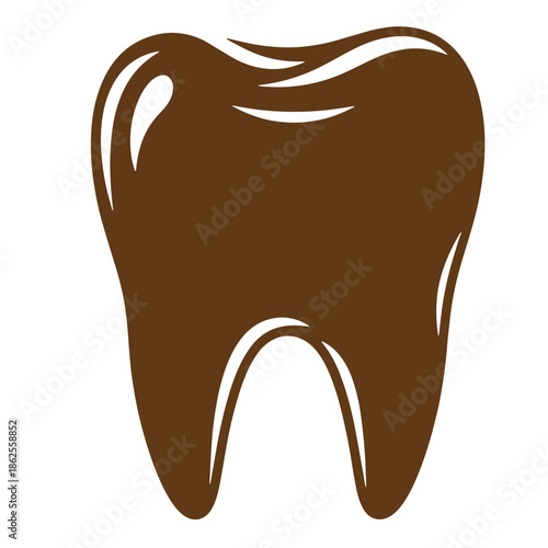 Brown tooth icon illustration for dental health care and medical design isolated on white background