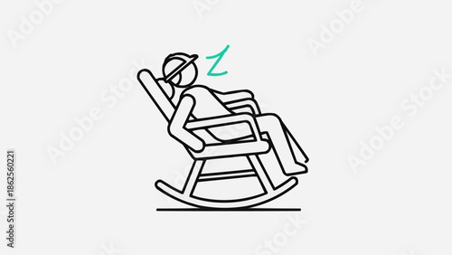 Stick figure sleeping peacefully in a rocking chair.