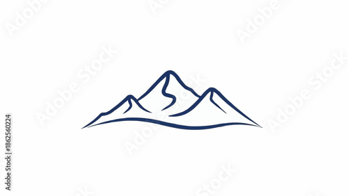 Stylized Mountain Peaks Outline Graphic Design.