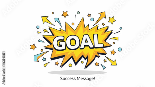 Goal Achievement Celebration with Bursting Star and Arrows of Success.
