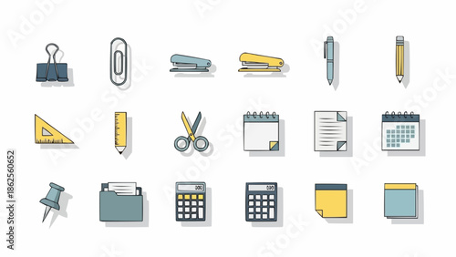 Stationery and Office Supplies - A Colorful Collection of Essential Tools.