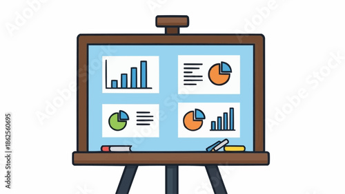 Presentation Board with Charts and Graphs for Business Analysis.
