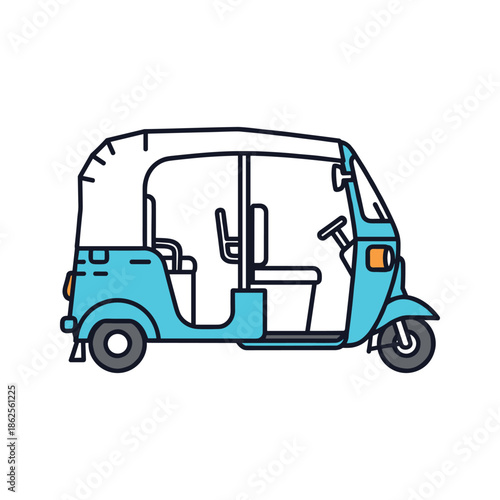 Illustrated tuk tuk vehicle Vector